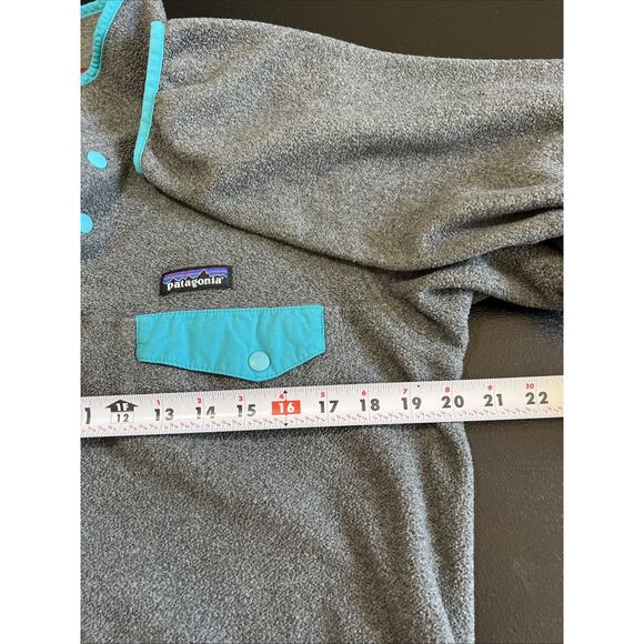 Patagonia Jacket Women's Small Grey Aqua Synchilla Snap-T Pullover Fleece - Picture 9 of 12